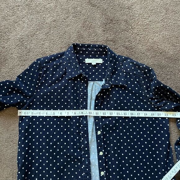 LOFT Navy Polka Dot Corduroy Shirt - Picture 7 of 8
